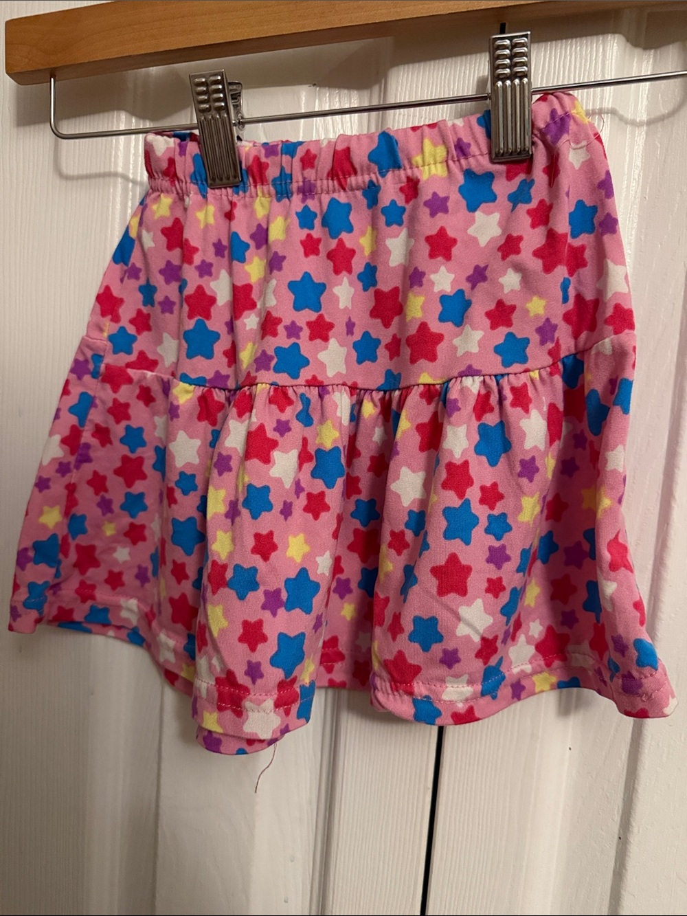 Girls Pink Star-Print Tiered Skirt